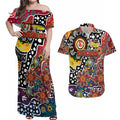 Personalised Roosters NRL Celebrating 50 Years of Naidoc Couples Matching Off Shoulder Maxi Dress and Hawaiian Shirt NAIDOC Week 2025 Aboriginal