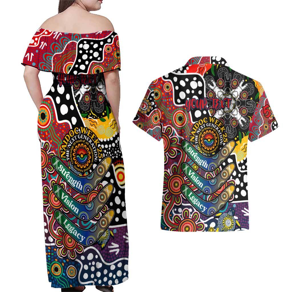 Personalised Roosters NRL Celebrating 50 Years of Naidoc Couples Matching Off Shoulder Maxi Dress and Hawaiian Shirt NAIDOC Week 2025 Aboriginal