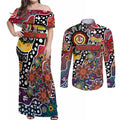 Personalised Roosters NRL Celebrating 50 Years of Naidoc Couples Matching Off Shoulder Maxi Dress and Long Sleeve Button Shirt NAIDOC Week 2025 Aboriginal