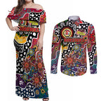 Personalised Roosters NRL Celebrating 50 Years of Naidoc Couples Matching Off Shoulder Maxi Dress and Long Sleeve Button Shirt NAIDOC Week 2025 Aboriginal