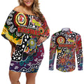 Personalised Roosters NRL Celebrating 50 Years of Naidoc Couples Matching Off Shoulder Short Dress and Long Sleeve Button Shirt NAIDOC Week 2025 Aboriginal