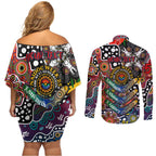 Personalised Roosters NRL Celebrating 50 Years of Naidoc Couples Matching Off Shoulder Short Dress and Long Sleeve Button Shirt NAIDOC Week 2025 Aboriginal
