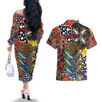 Personalised Roosters NRL Celebrating 50 Years of Naidoc Couples Matching Off The Shoulder Long Sleeve Dress and Hawaiian Shirt NAIDOC Week 2025 Aboriginal