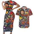 Personalised Roosters NRL Celebrating 50 Years of Naidoc Couples Matching Short Sleeve Bodycon Dress and Hawaiian Shirt NAIDOC Week 2025 Aboriginal