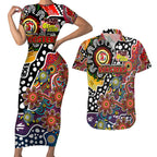 Personalised Roosters NRL Celebrating 50 Years of Naidoc Couples Matching Short Sleeve Bodycon Dress and Hawaiian Shirt NAIDOC Week 2025 Aboriginal