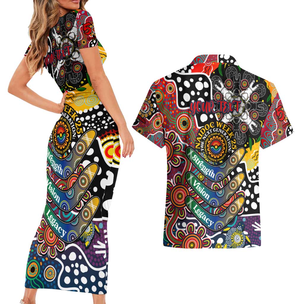 Personalised Roosters NRL Celebrating 50 Years of Naidoc Couples Matching Short Sleeve Bodycon Dress and Hawaiian Shirt NAIDOC Week 2025 Aboriginal