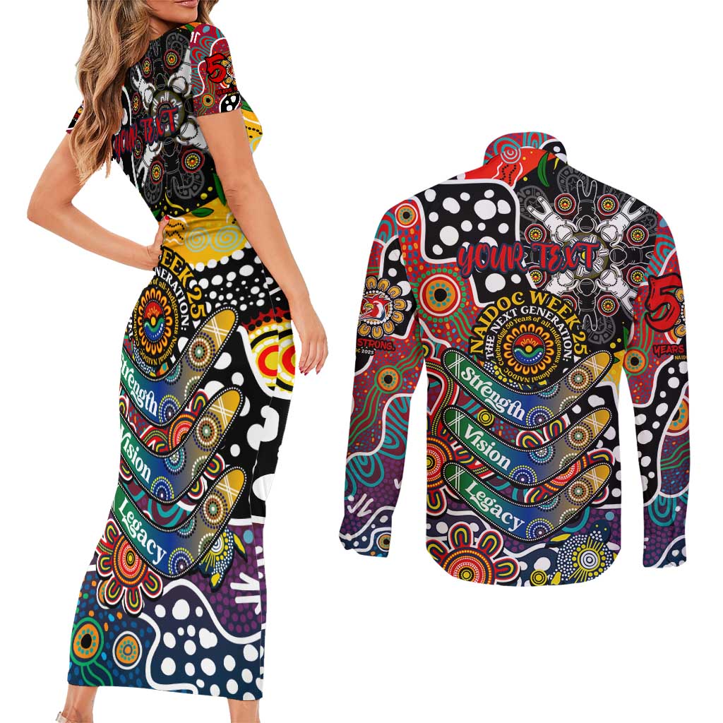 Personalised Roosters NRL Celebrating 50 Years of Naidoc Couples Matching Short Sleeve Bodycon Dress and Long Sleeve Button Shirt NAIDOC Week 2025 Aboriginal