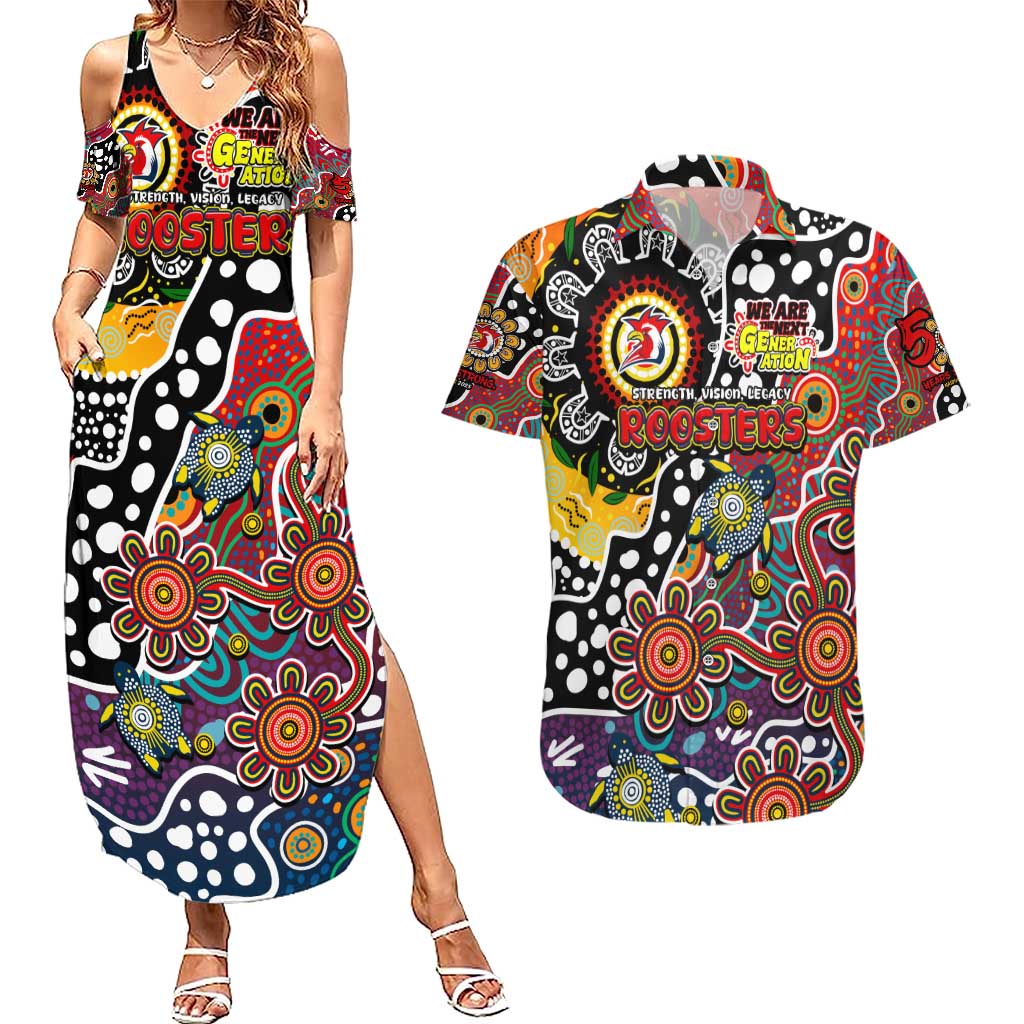 Personalised Roosters NRL Celebrating 50 Years of Naidoc Couples Matching Summer Maxi Dress and Hawaiian Shirt NAIDOC Week 2025 Aboriginal