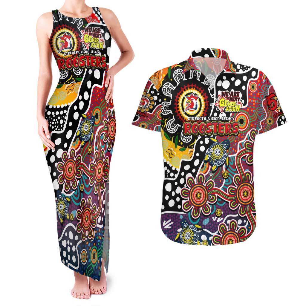 Personalised Roosters NRL Celebrating 50 Years of Naidoc Couples Matching Tank Maxi Dress and Hawaiian Shirt NAIDOC Week 2025 Aboriginal