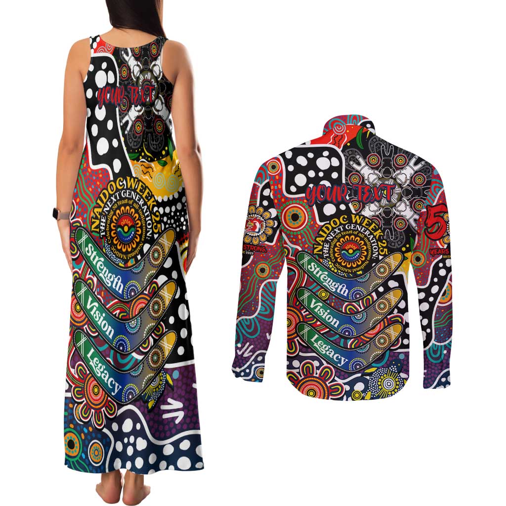 Personalised Roosters NRL Celebrating 50 Years of Naidoc Couples Matching Tank Maxi Dress and Long Sleeve Button Shirt NAIDOC Week 2025 Aboriginal