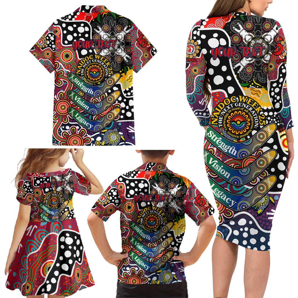 Personalised Roosters NRL Celebrating 50 Years of Naidoc Family Matching Long Sleeve Bodycon Dress and Hawaiian Shirt NAIDOC Week 2025 Aboriginal