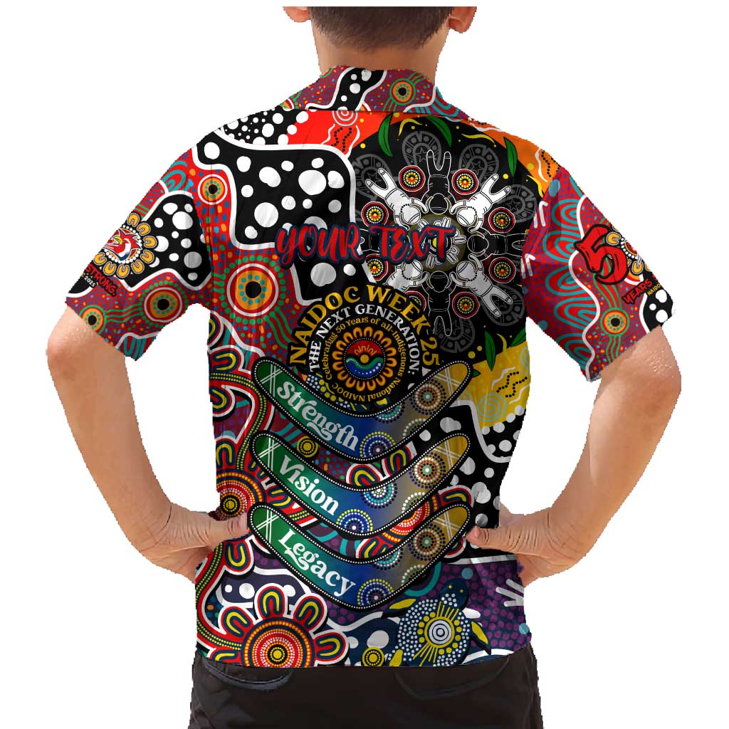 Personalised Roosters NRL Celebrating 50 Years of Naidoc Family Matching Mermaid Dress and Hawaiian Shirt NAIDOC Week 2025 Aboriginal
