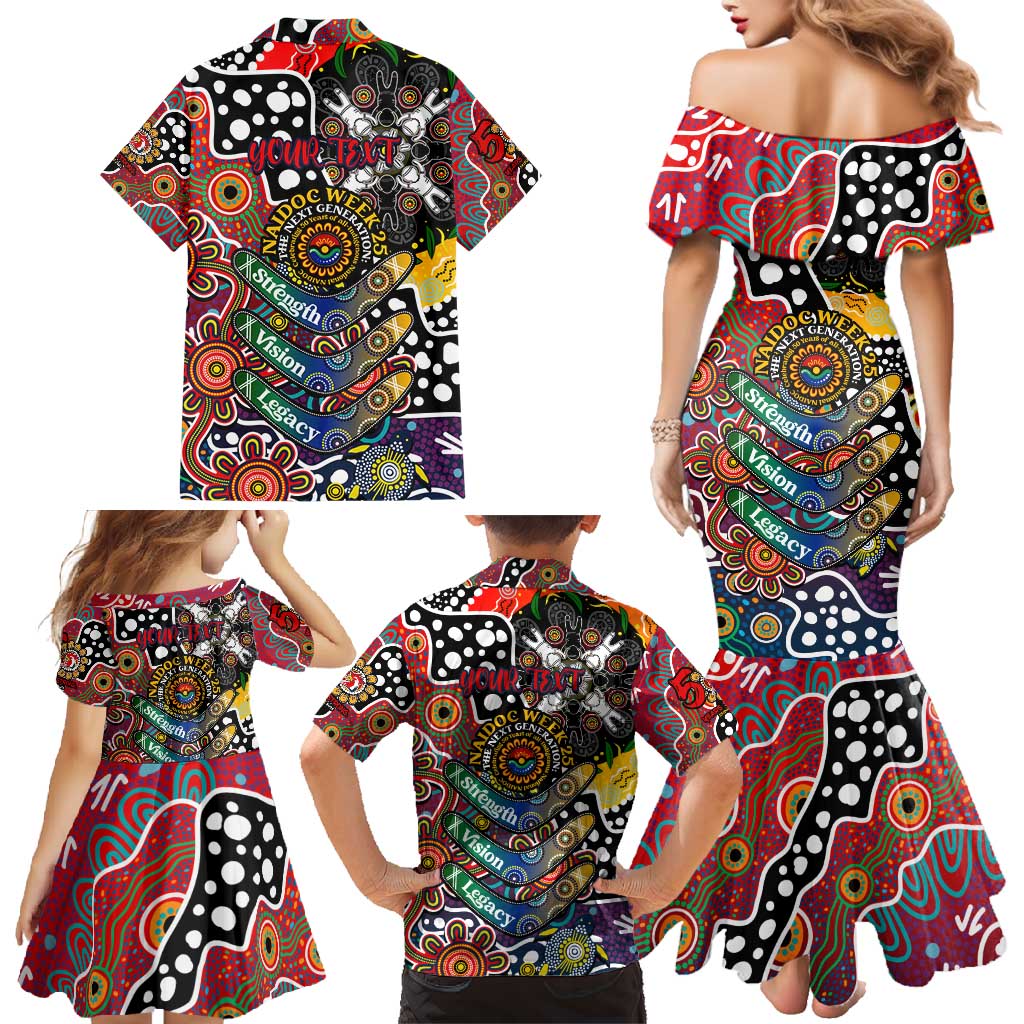 Personalised Roosters NRL Celebrating 50 Years of Naidoc Family Matching Mermaid Dress and Hawaiian Shirt NAIDOC Week 2025 Aboriginal