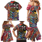 Personalised Roosters NRL Celebrating 50 Years of Naidoc Family Matching Mermaid Dress and Hawaiian Shirt NAIDOC Week 2025 Aboriginal