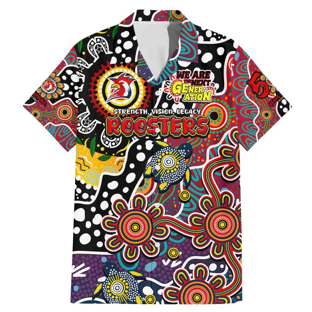 Personalised Roosters NRL Celebrating 50 Years of Naidoc Family Matching Mermaid Dress and Hawaiian Shirt NAIDOC Week 2025 Aboriginal