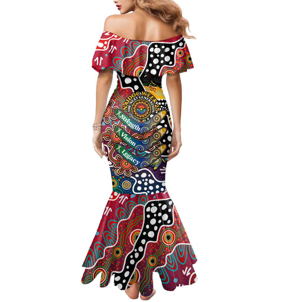 Personalised Roosters NRL Celebrating 50 Years of Naidoc Family Matching Mermaid Dress and Hawaiian Shirt NAIDOC Week 2025 Aboriginal