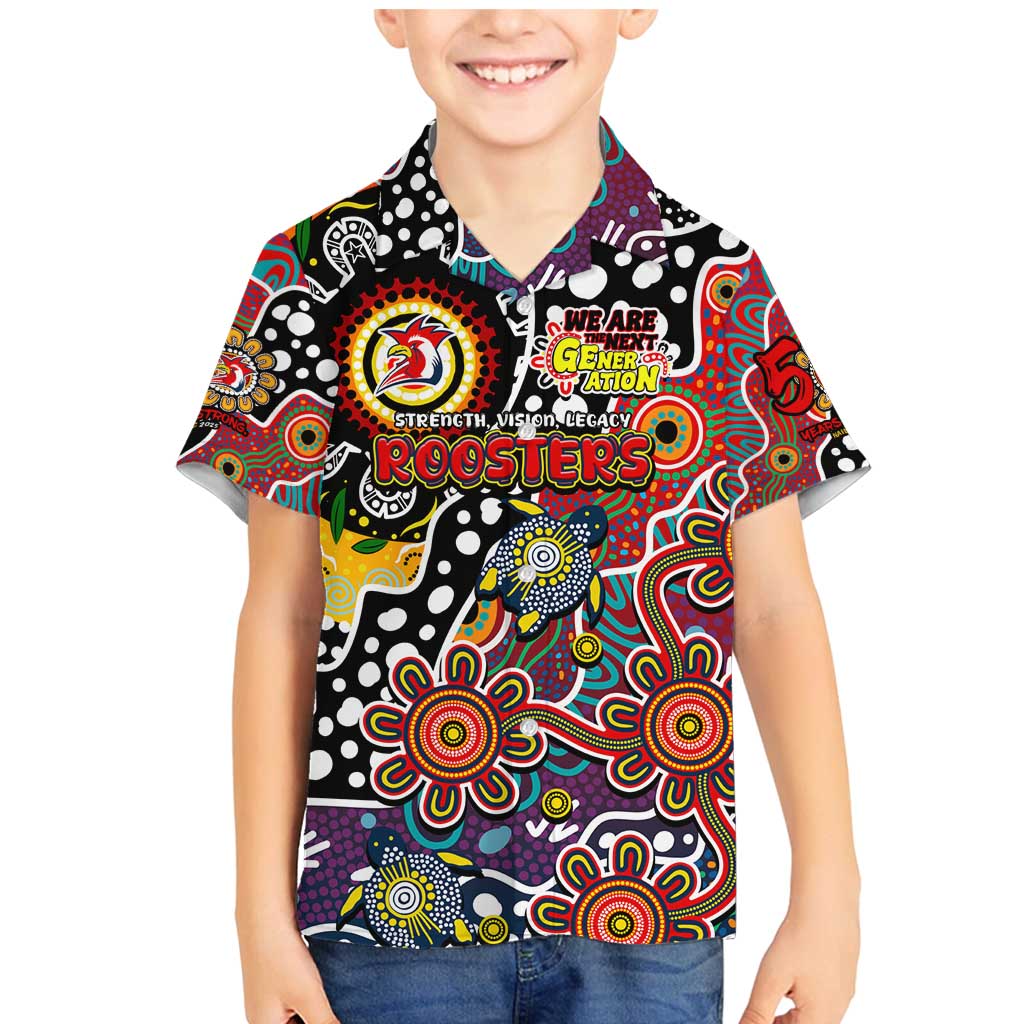 Personalised Roosters NRL Celebrating 50 Years of Naidoc Family Matching Mermaid Dress and Hawaiian Shirt NAIDOC Week 2025 Aboriginal