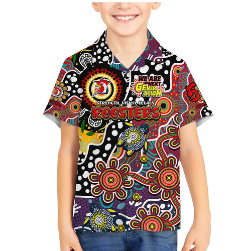 Personalised Roosters NRL Celebrating 50 Years of Naidoc Family Matching Mermaid Dress and Hawaiian Shirt NAIDOC Week 2025 Aboriginal