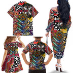 Personalised Roosters NRL Celebrating 50 Years of Naidoc Family Matching Off The Shoulder Long Sleeve Dress and Hawaiian Shirt NAIDOC Week 2025 Aboriginal