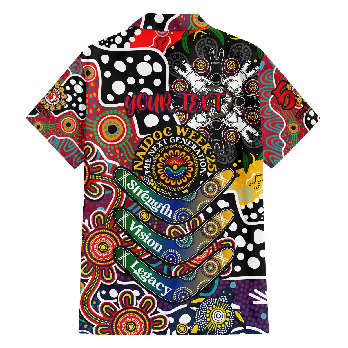 Personalised Roosters NRL Celebrating 50 Years of Naidoc Family Matching Off The Shoulder Long Sleeve Dress and Hawaiian Shirt NAIDOC Week 2025 Aboriginal