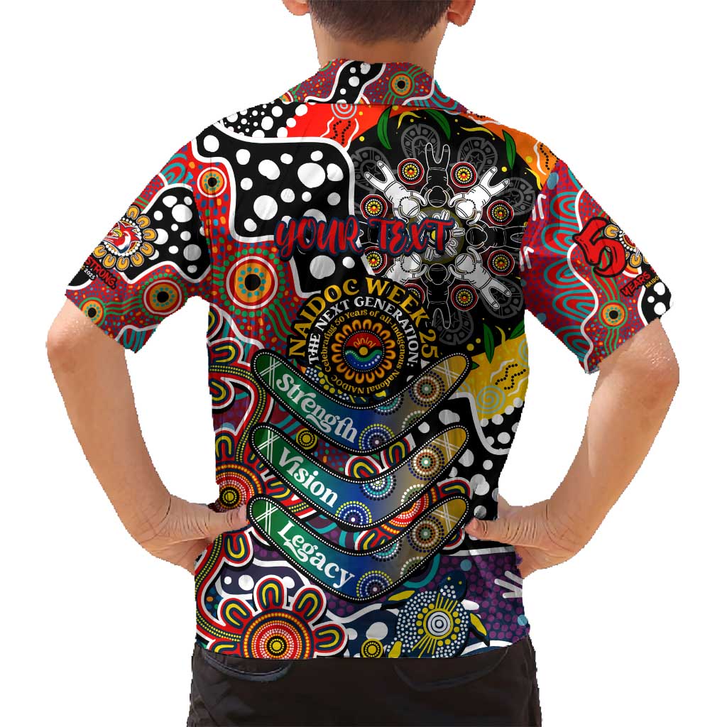 Personalised Roosters NRL Celebrating 50 Years of Naidoc Family Matching Off Shoulder Maxi Dress and Hawaiian Shirt NAIDOC Week 2025 Aboriginal
