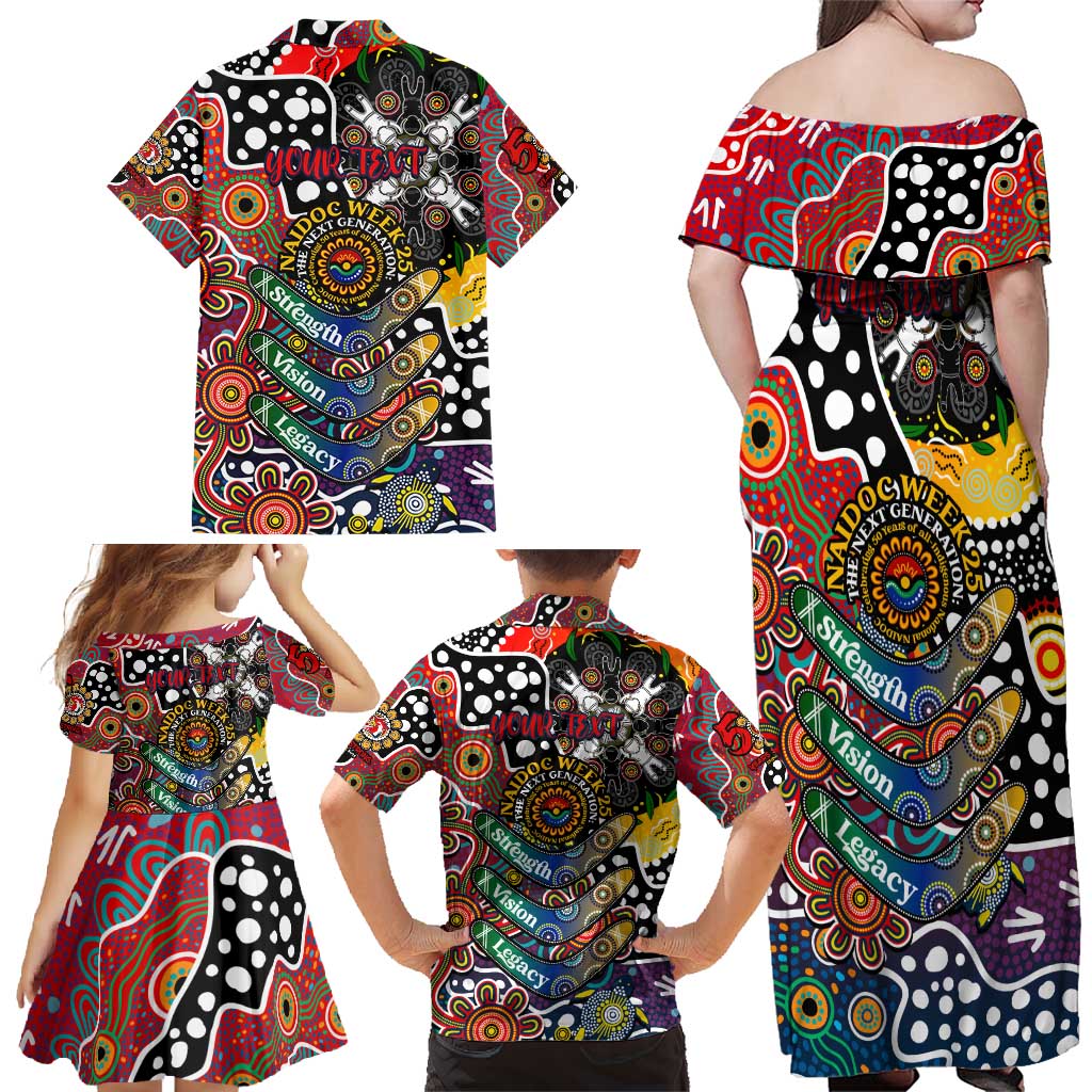 Personalised Roosters NRL Celebrating 50 Years of Naidoc Family Matching Off Shoulder Maxi Dress and Hawaiian Shirt NAIDOC Week 2025 Aboriginal