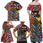 Personalised Roosters NRL Celebrating 50 Years of Naidoc Family Matching Off Shoulder Maxi Dress and Hawaiian Shirt NAIDOC Week 2025 Aboriginal
