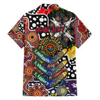 Personalised Roosters NRL Celebrating 50 Years of Naidoc Family Matching Off Shoulder Maxi Dress and Hawaiian Shirt NAIDOC Week 2025 Aboriginal