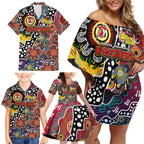 Personalised Roosters NRL Celebrating 50 Years of Naidoc Family Matching Off Shoulder Short Dress and Hawaiian Shirt NAIDOC Week 2025 Aboriginal