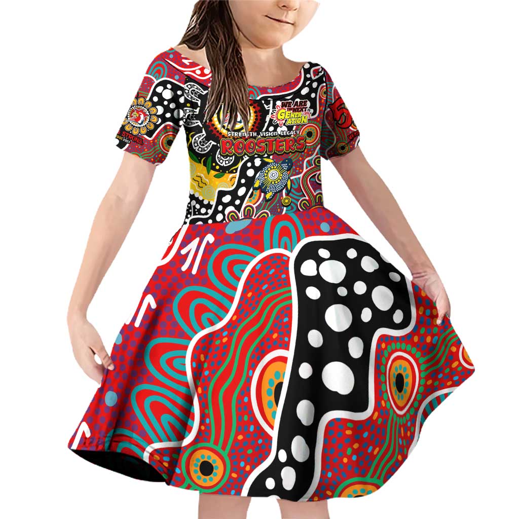 Personalised Roosters NRL Celebrating 50 Years of Naidoc Family Matching Off Shoulder Short Dress and Hawaiian Shirt NAIDOC Week 2025 Aboriginal