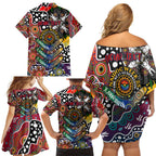 Personalised Roosters NRL Celebrating 50 Years of Naidoc Family Matching Off Shoulder Short Dress and Hawaiian Shirt NAIDOC Week 2025 Aboriginal