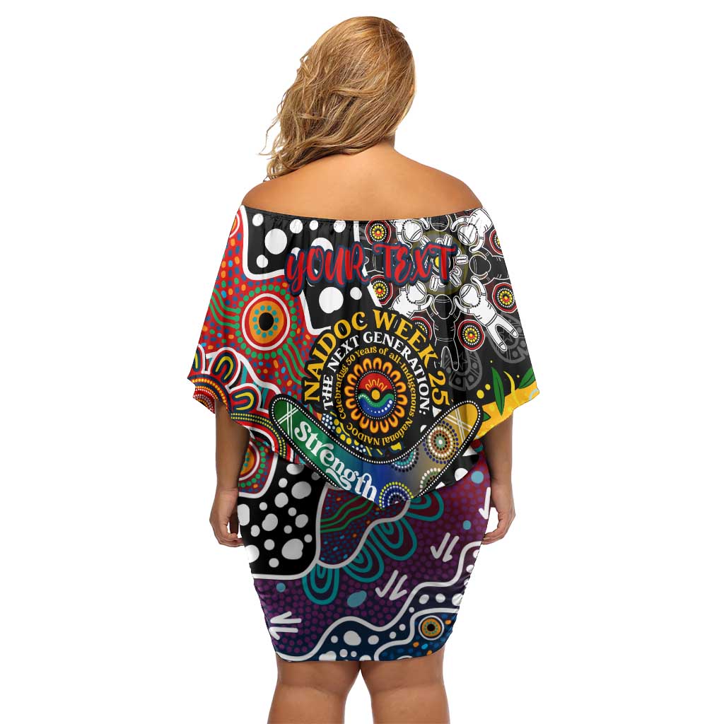 Personalised Roosters NRL Celebrating 50 Years of Naidoc Family Matching Off Shoulder Short Dress and Hawaiian Shirt NAIDOC Week 2025 Aboriginal