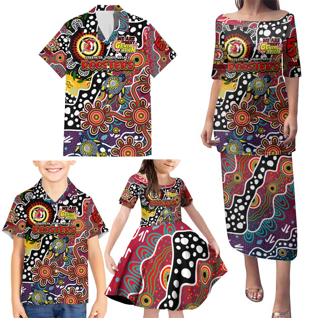 Personalised Roosters NRL Celebrating 50 Years of Naidoc Family Matching Puletasi and Hawaiian Shirt NAIDOC Week 2025 Aboriginal