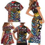 Personalised Roosters NRL Celebrating 50 Years of Naidoc Family Matching Short Sleeve Bodycon Dress and Hawaiian Shirt NAIDOC Week 2025 Aboriginal