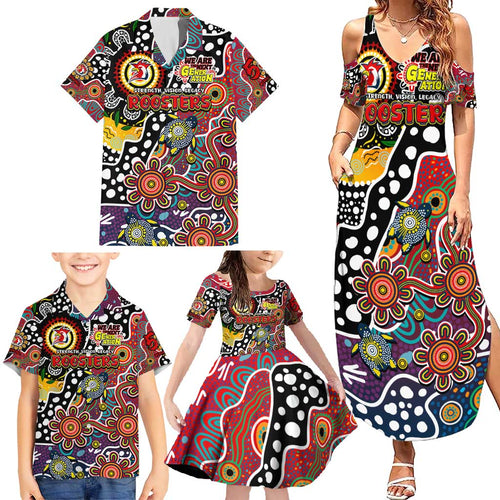 Personalised Roosters NRL Celebrating 50 Years of Naidoc Family Matching Summer Maxi Dress and Hawaiian Shirt NAIDOC Week 2025 Aboriginal