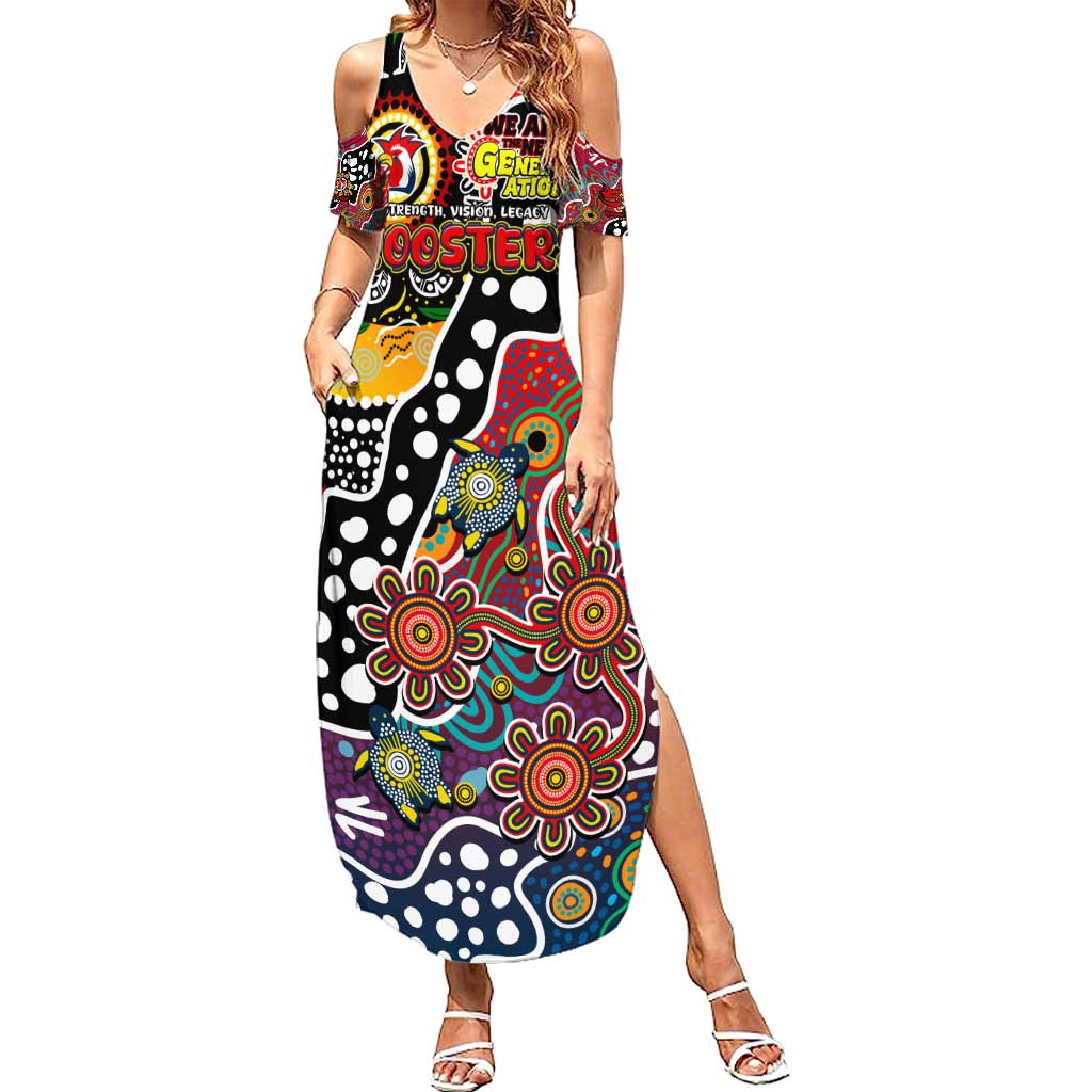 Personalised Roosters NRL Celebrating 50 Years of Naidoc Family Matching Summer Maxi Dress and Hawaiian Shirt NAIDOC Week 2025 Aboriginal