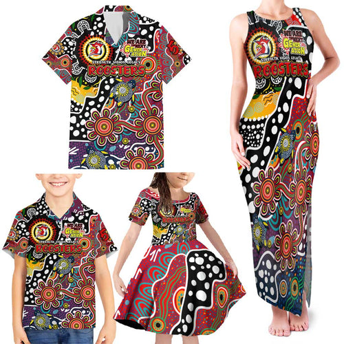 Personalised Roosters NRL Celebrating 50 Years of Naidoc Family Matching Tank Maxi Dress and Hawaiian Shirt NAIDOC Week 2025 Aboriginal