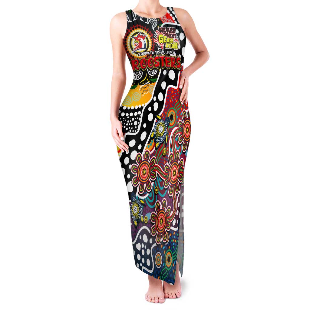 Personalised Roosters NRL Celebrating 50 Years of Naidoc Family Matching Tank Maxi Dress and Hawaiian Shirt NAIDOC Week 2025 Aboriginal
