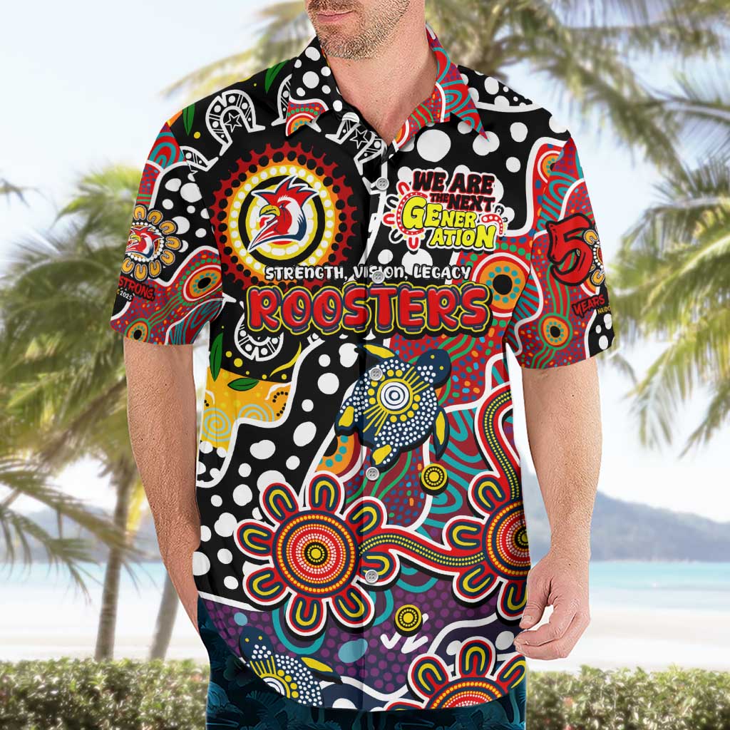 Personalised Roosters NRL Celebrating 50 Years of Naidoc Hawaiian Shirt NAIDOC Week 2025 Aboriginal