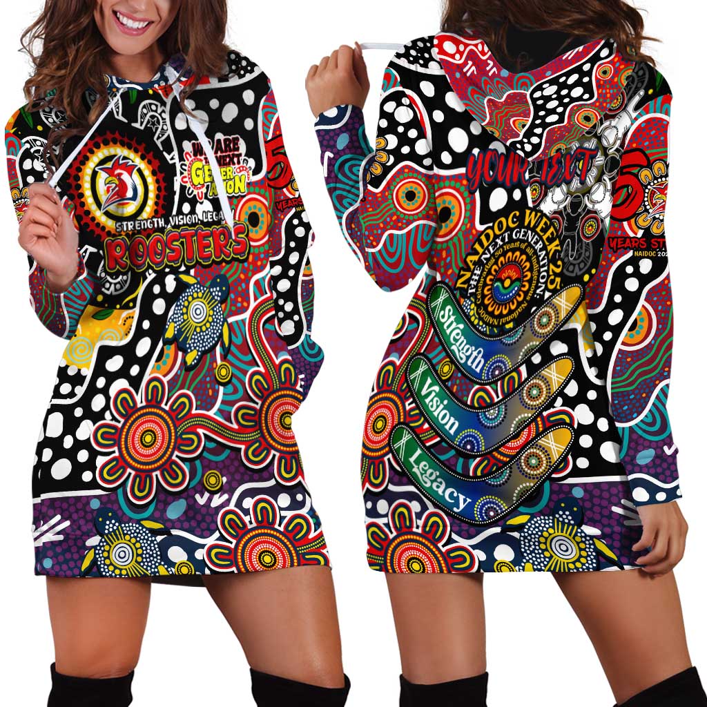 Personalised Roosters NRL Celebrating 50 Years of Naidoc Hoodie Dress NAIDOC Week 2025 Aboriginal