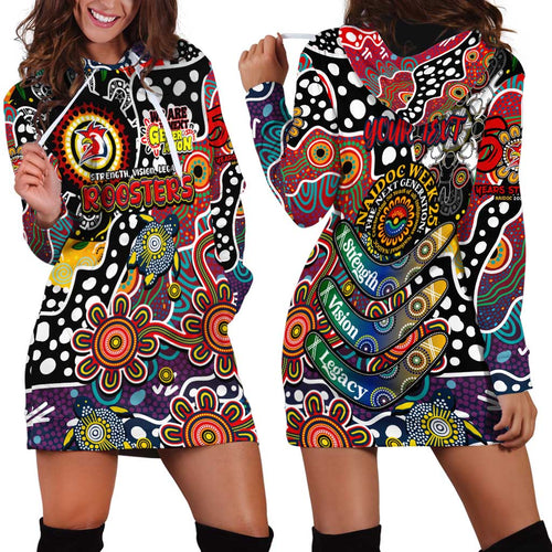 Personalised Roosters NRL Celebrating 50 Years of Naidoc Hoodie Dress NAIDOC Week 2025 Aboriginal