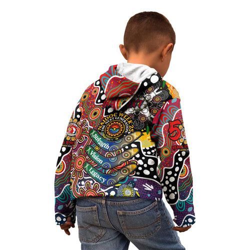 Personalised Roosters NRL Celebrating 50 Years of Naidoc Kid Hoodie NAIDOC Week 2025 Aboriginal