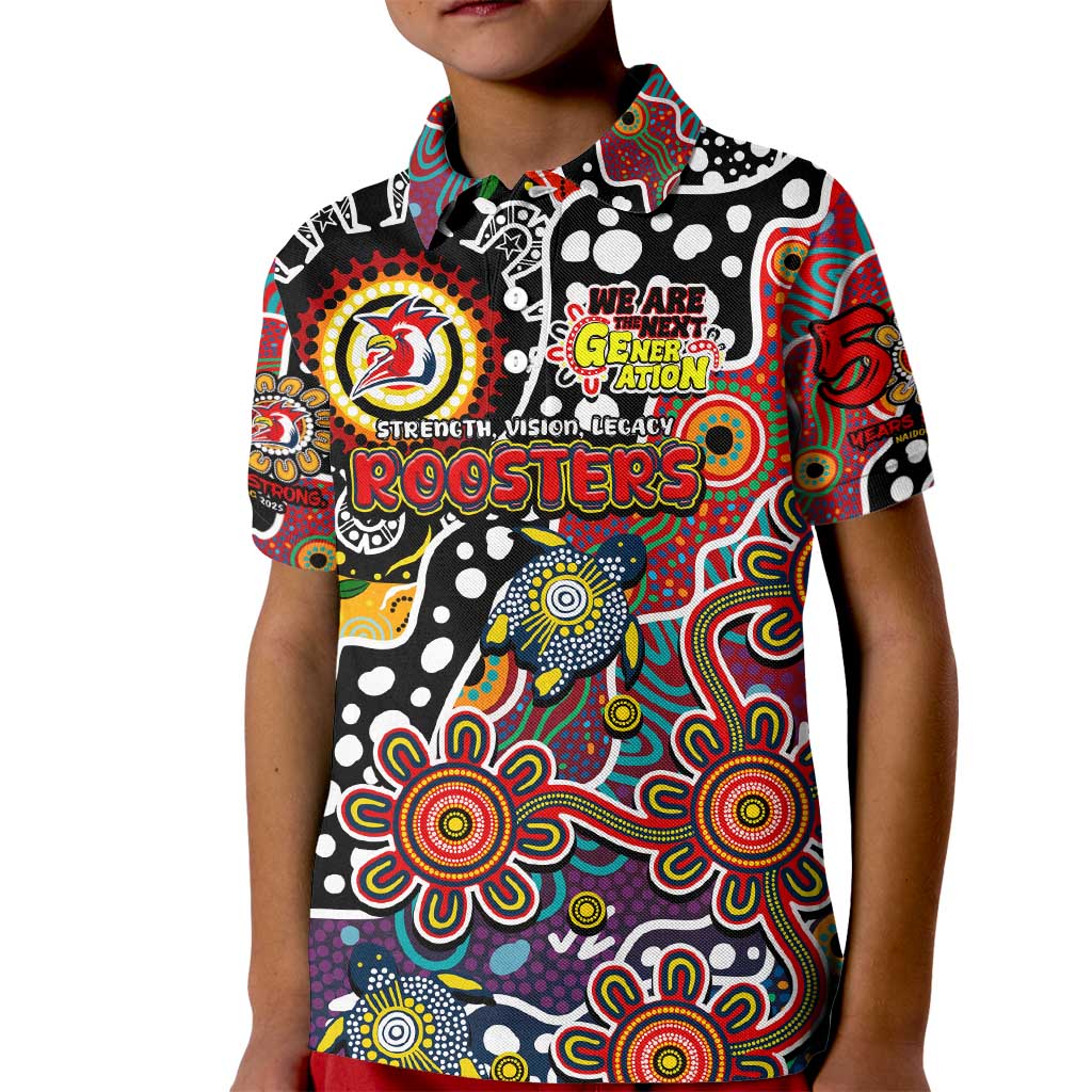 Personalised Roosters NRL Celebrating 50 Years of Naidoc Kid Polo Shirt NAIDOC Week 2025 Aboriginal