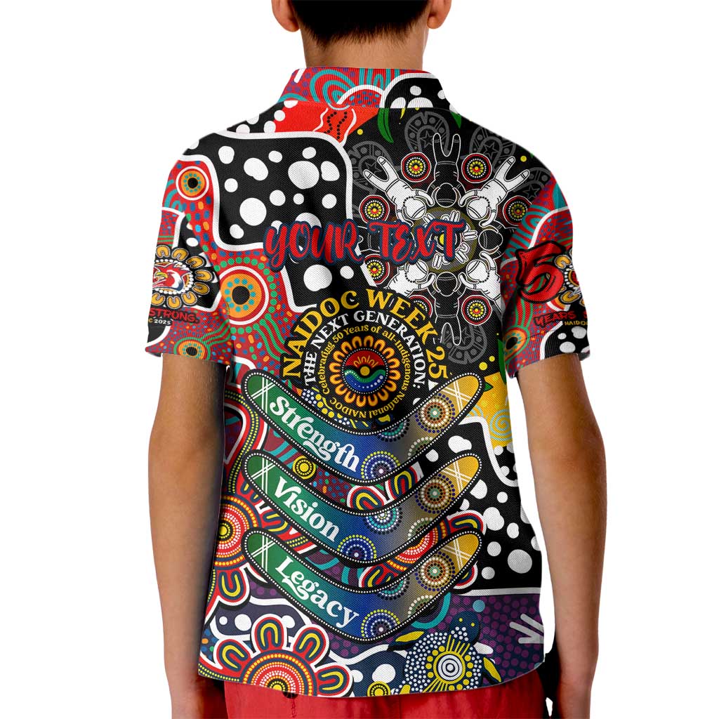 Personalised Roosters NRL Celebrating 50 Years of Naidoc Kid Polo Shirt NAIDOC Week 2025 Aboriginal