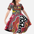 Personalised Roosters NRL Celebrating 50 Years of Naidoc Kid Short Sleeve Dress NAIDOC Week 2025 Aboriginal