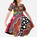 Personalised Roosters NRL Celebrating 50 Years of Naidoc Kid Short Sleeve Dress NAIDOC Week 2025 Aboriginal
