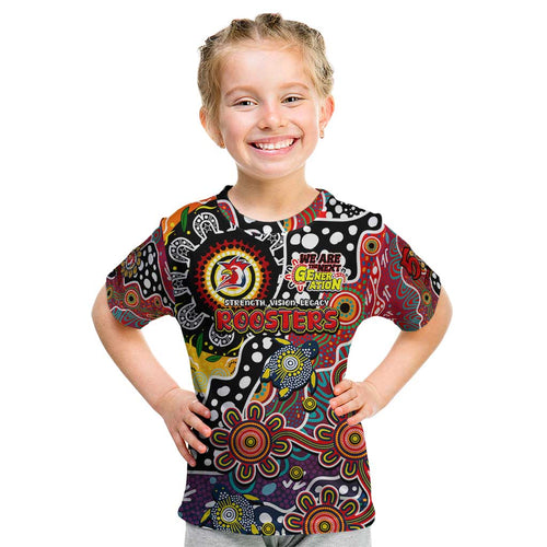 Personalised Roosters NRL Celebrating 50 Years of Naidoc Kid T Shirt NAIDOC Week 2025 Aboriginal