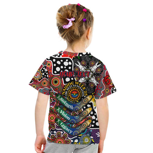Personalised Roosters NRL Celebrating 50 Years of Naidoc Kid T Shirt NAIDOC Week 2025 Aboriginal