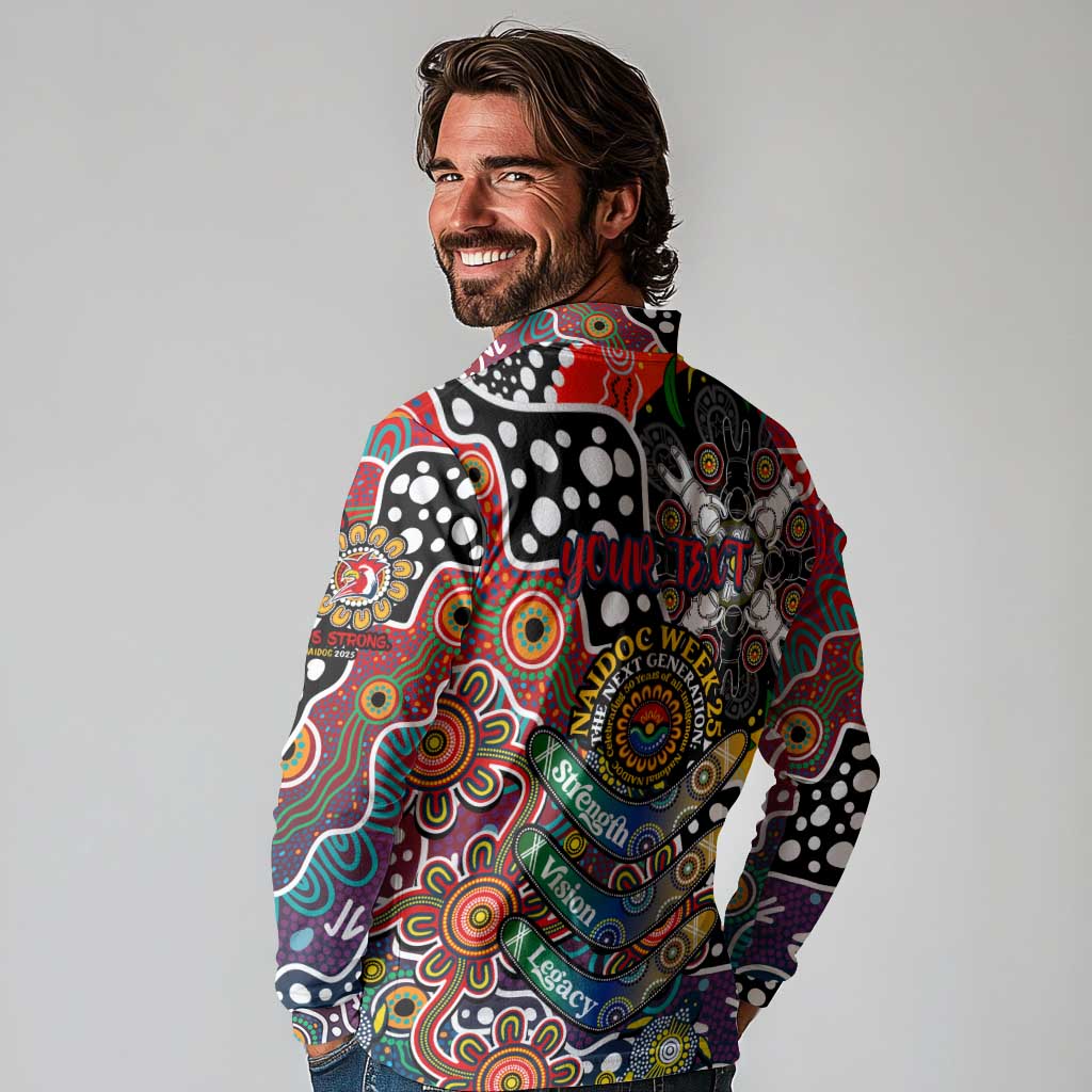 Personalised Roosters NRL Celebrating 50 Years of Naidoc Long Sleeve Polo Shirt NAIDOC Week 2025 Aboriginal