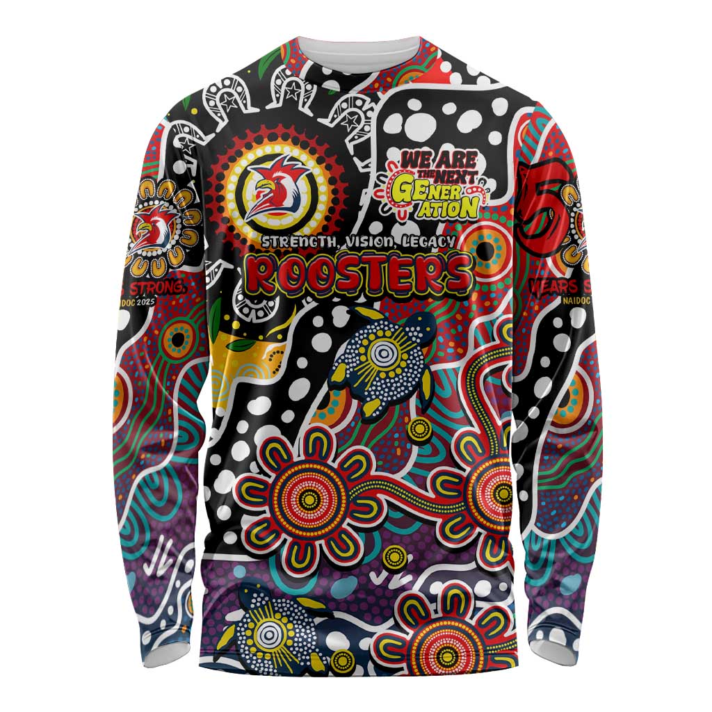Personalised Roosters NRL Celebrating 50 Years of Naidoc Long Sleeve Shirt NAIDOC Week 2025 Aboriginal